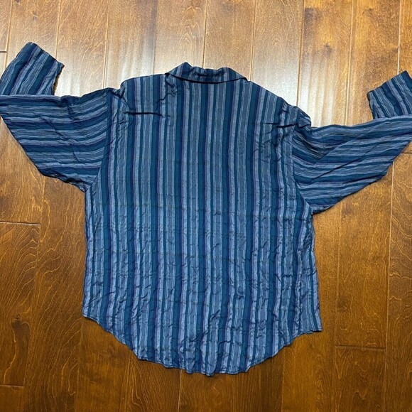 Espino Collection Vintage 80s Flap Pocket Rayon Button Down Blue Shirt Size XL - Picture 4 of 7